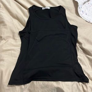 Kangaroo baby-wearing black tank top